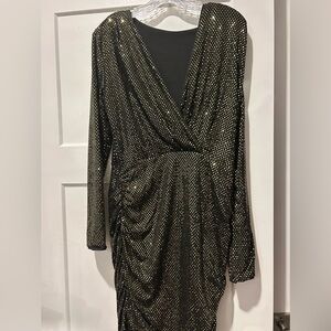 Elegant Black and Gold Sequin Dress